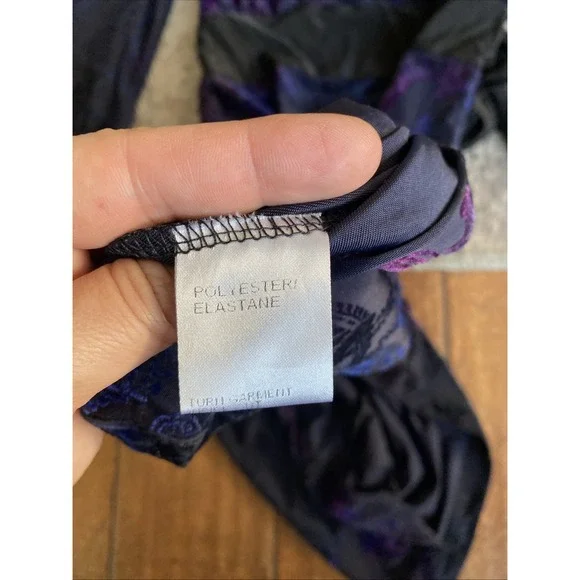 Y2K CKM black Blue Purple Crushed Velvet dress. Size Medium Goth‎ Grunge - Picture 5 of 11